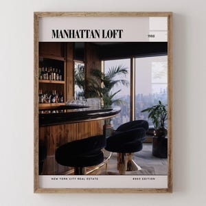 Manhattan Loft / Poster di rivista di design d'interni di lusso anni '80, stampa artistica da parete vintage anni '80, arredamento estetico retrò