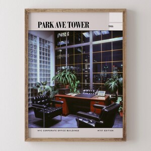 Park Ave Tower / Poster di lusso per riviste di interior design degli anni '80, stampa artistica da parete vintage anni '80, arredamento estetico retrò