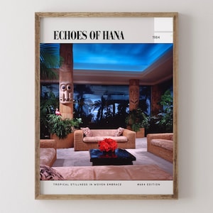 Echoes Of Hana / Poster di lusso per rivista di interior design anni '80, stampa artistica da parete vintage anni '80, arredamento estetico retrò