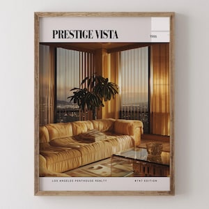 Prestige Vista / Poster di rivista di design d'interni di lusso degli anni '80, stampa artistica da parete vintage anni '80, arredamento estetico retrò