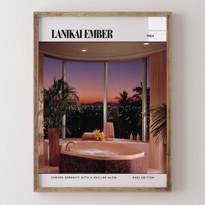 Lanikai Ember / Poster di lusso per riviste di interior design degli anni '80, stampa artistica da parete vintage anni '80, arredamento estetico retrò