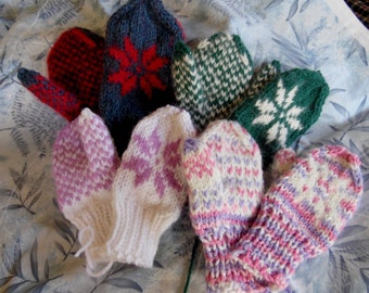 Custom order for childrens mitten, one pair,choose colors,double yarn,very soft and warm