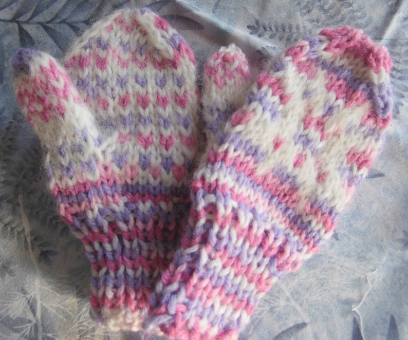 Custom order for childrens mitten, one pair,choose colors,double yarn,very soft and warm image 4