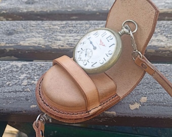 Leather handmade case for pocket watches