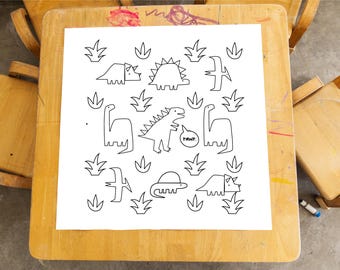 Dino Rawr Coloring Sheets 24"x24"