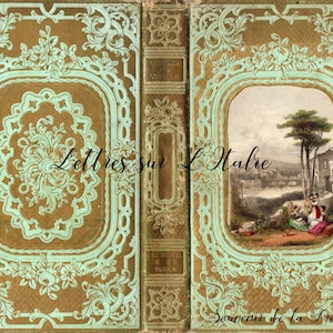 Capa de livro falsa francesa antiga - 'Lettres sur L'Italie' de 1851 - Tamanho carta dos EUA