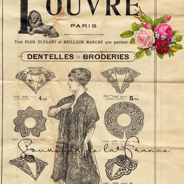 Grands Magasins du Louvre Paris - 11 pages de journaux en français et d'éphémères - veuillez lire la description