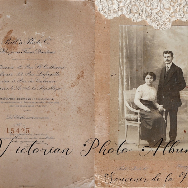 Victorian Photo Album - Cover and three different templates - Four pages visa versa and four old photos to print
