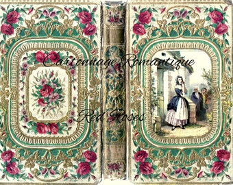 Red Roses - Antique Faux French Cartonnage Romantique Cover