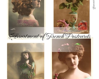 Beautiful Assortment of Old French Postcards/Portraits - US Letter Size