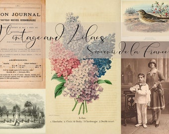 Lilacs and vintage - French Ephemera Printables - a good number from authentic documents and postcards - US Letter size