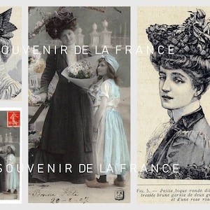 Lady in black - Imprimíveis em francês de cinco páginas - todos a partir de cartões postais e documentos originais - veja a descrição abaixo - formato paisagem