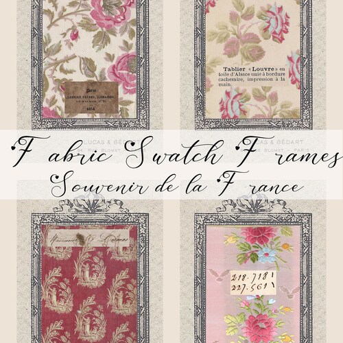 Vintage Framed French Images and Fabric Ephemera Etsy