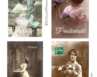 Set di cartoline francesi d'epoca 2 - formato lettera USA - stampa 4 per pagina