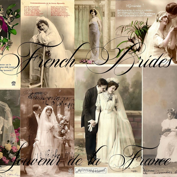 French Brides and Wedding Postcards - early 1900s - nicest printed on photo matt paper!