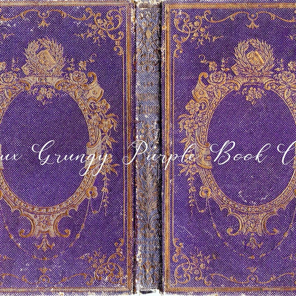 Antique French Faux Grungy Purple Book Covers