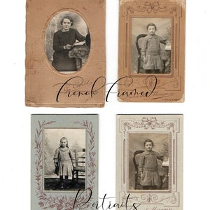 Retratos franceses enmarcados: cuatro páginas, más página adicional (tamaño carta de EE. UU.)
