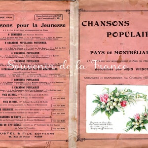 Folleto de canciones populares francesas rústicas - Chansons Populaires - Tamaño carta (EE. UU.)