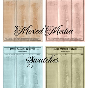 Tarjetas de muestra de técnica mixta y cuatro páginas de muestra de diario (tamaño carta de EE. UU.) ¡Adhiera sus propios retazos de tela, encaje y papel! Formato horizontal