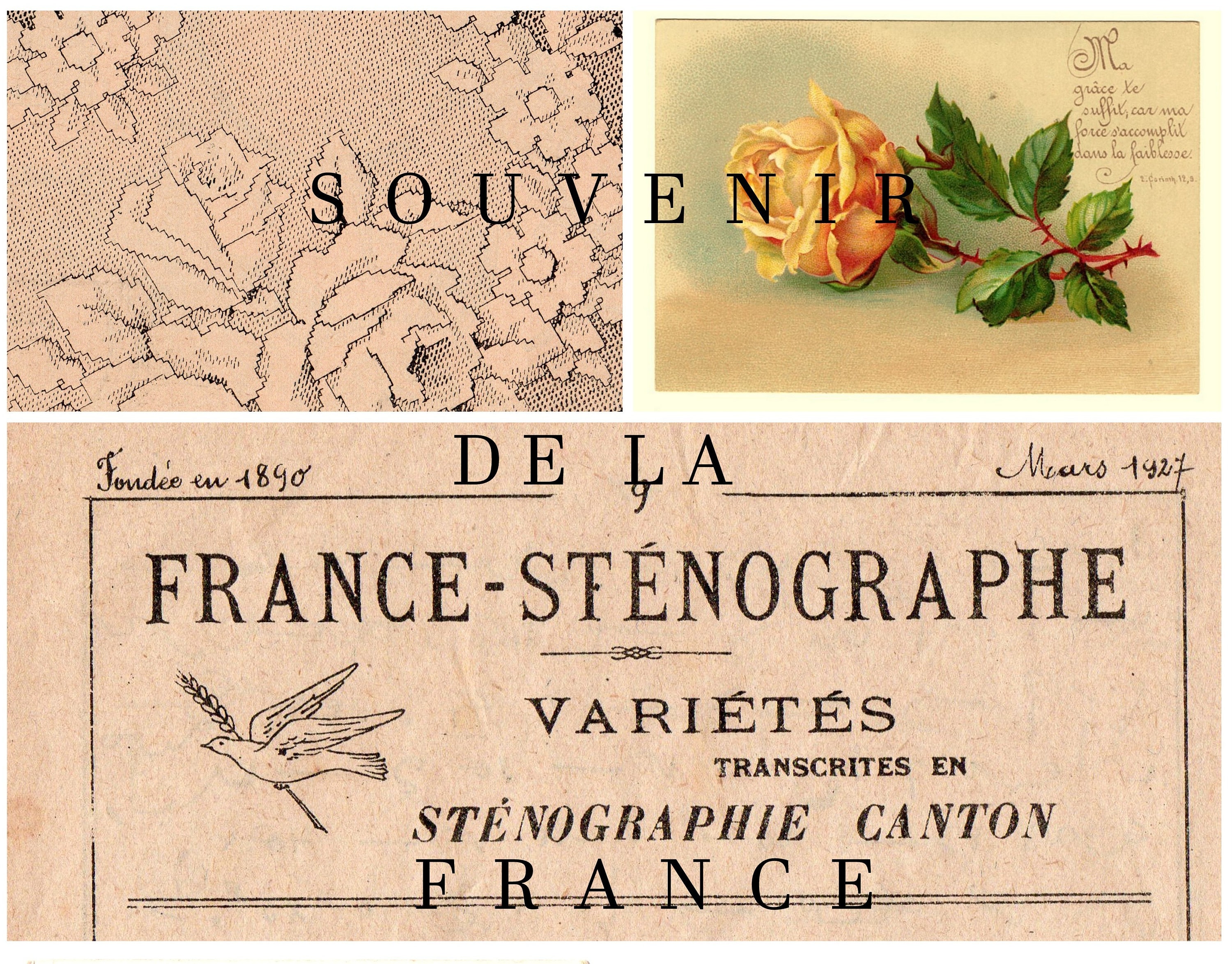 Spring elements in French Ephemera printables for A5 size paper or print twice on A4 -