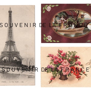Cinque fogli di stampabili Ephemera francesi: istruzioni per ciascun foglio di seguito