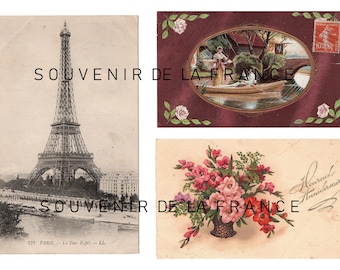 Five sheets of French Ephemera Printables - instuctions for each sheet below