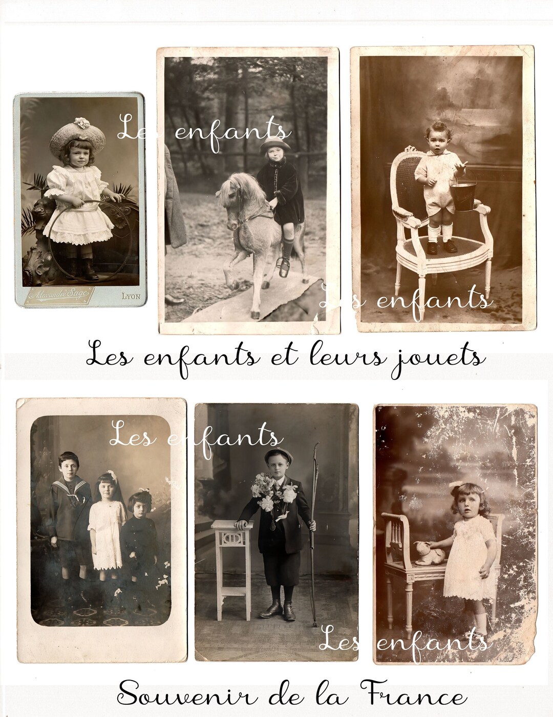 Lot De 23 Photos Anciennes Originales – Enfants Jouant – Tirage Argentique N&B (1900-1939)