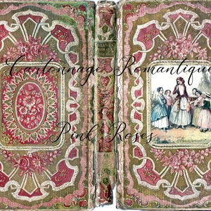 Antique French Faux Book Cover for Junk Journal Cover - landscape format