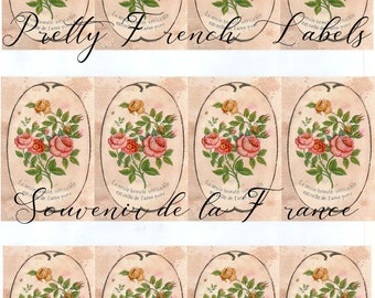 Pretty French Labels to decorate a Journal page (see samples) - one sheet of twelve of the same
