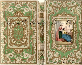 Antique French faux Book Cover from 1864 - TItle: Léonie D'Ernouville - landscape format