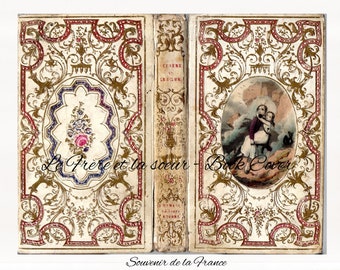 Antique French faux Book Cover from 1845 - Le frère et la soeur