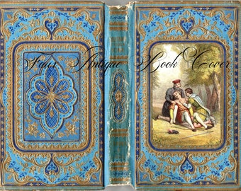 Faux Antique French Book Cover printable - landscape format