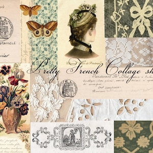 Five French printable Collage sheets - landscape format
