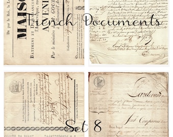 French documents Set 8 - 12 pages US Letter Size - mixed layout format