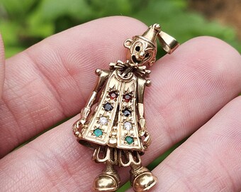 Vintage 9 Karat Solid Gold Clown Anhänger