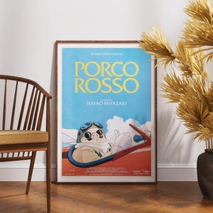 Póster de la película Porco Rosso (1992) de Studio Ghibli, impresión cinematográfica de alta calidad, arte mural no reflectante con certificación FSC de gran peso