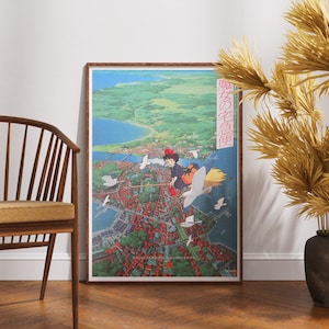 Kiki - Consegne a domicilio (1989) di Studio Ghibli Poster del film, stampa su pellicola di alta qualità, arte murale antiriflesso certificata FSC di peso elevato