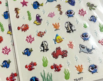 Cartoon Nail Stickers for Kids: 3D DIY Nail Art Decals (2 Sheets, 8x10cm )
