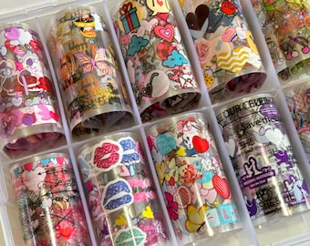 Valentine Flowers Nail Folie Transfer Doos van 10 rollen (Artikel 16)