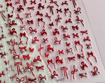 Calcomanías autoadhesivas 3D para decoración de uñas con lazo