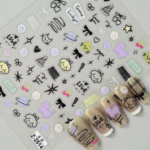 1 Sheet Cute 5D Nail Art Decals, Nail Stickers, Water Proof nail Decals, Self-Adhesive Nail Designs Item #Z-2514