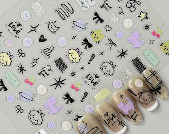 5D Nail Art Stickers, Waterproof Self-Adhesive Nail Decals