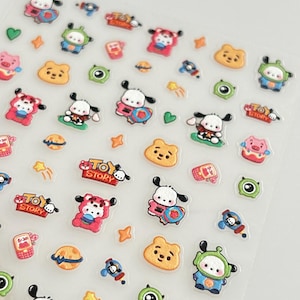 5D Nail Art Decals, Nail Stickers, Water Proof Nail Decals, Self-Adhesive Nail Designs, Glitter Nail Arts, Disney Cartoon Nail Arts