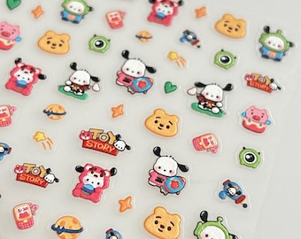 5D Kawaii Nail Stickers: Self-Adhesive Cartoon Nail Art