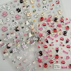 5D Nail Art Stickers – Bow, Flower, Heart, Ribbon, Cat, Dog, Cartoon | Kawaii 3D Nail Decals | Buy 5 Get 1 Free | Cute Nail Art DIY