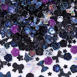 100pcs 3D Resin Nail Charms: Mixed Heart, Moon, Flower, Bowknot