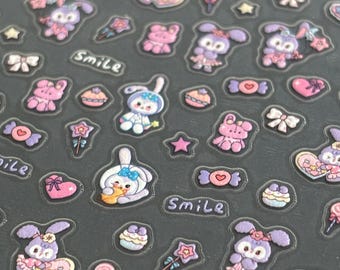 5D-cartoonnagelstickers: zelfklevende bloemen Nail Art-stickers
