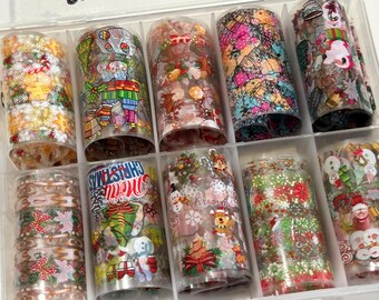 Weihnachts Nagelfolie Transfer 10 Rollen Box (Artikel # 18) Kaufen Sie 5, erhalten Sie 1 gratis