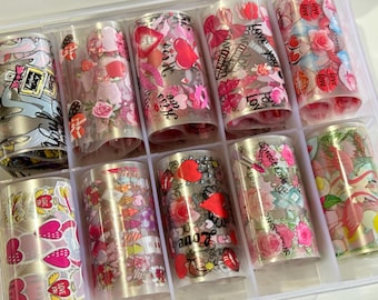 Valentine Flowers Nail Folie Transfer Doos van 10 rollen (item 13)