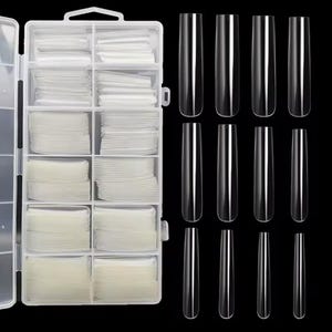 240 pcs Extra Long Nail Full Cover Nail Tips Clear Full Cover Fake Nails False Nails 12 Sizes Press On Nail Gel X Nail Tips 1 Box